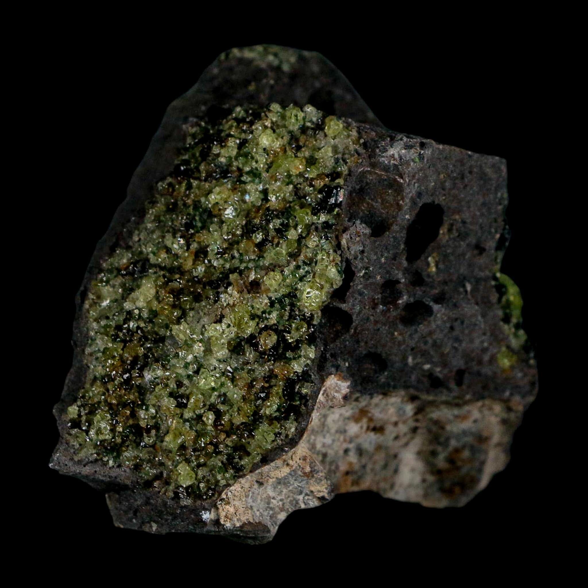 2.5" Emerald Peridot Crystals, Chrome Diopside And Spinel On Volcanic Rock Gila, AZ - Fossil Age Minerals