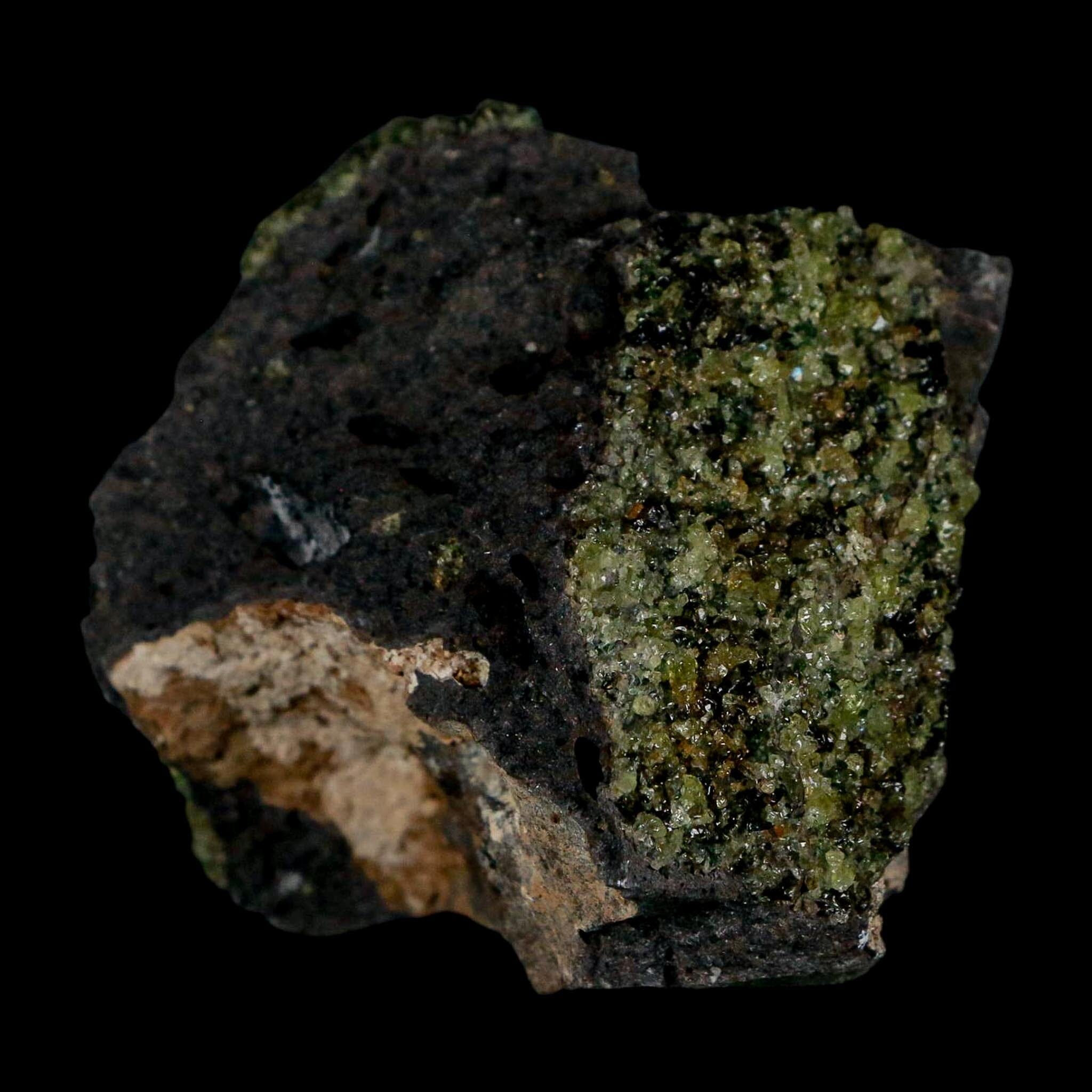 2.5" Emerald Peridot Crystals, Chrome Diopside And Spinel On Volcanic Rock Gila, AZ - Fossil Age Minerals