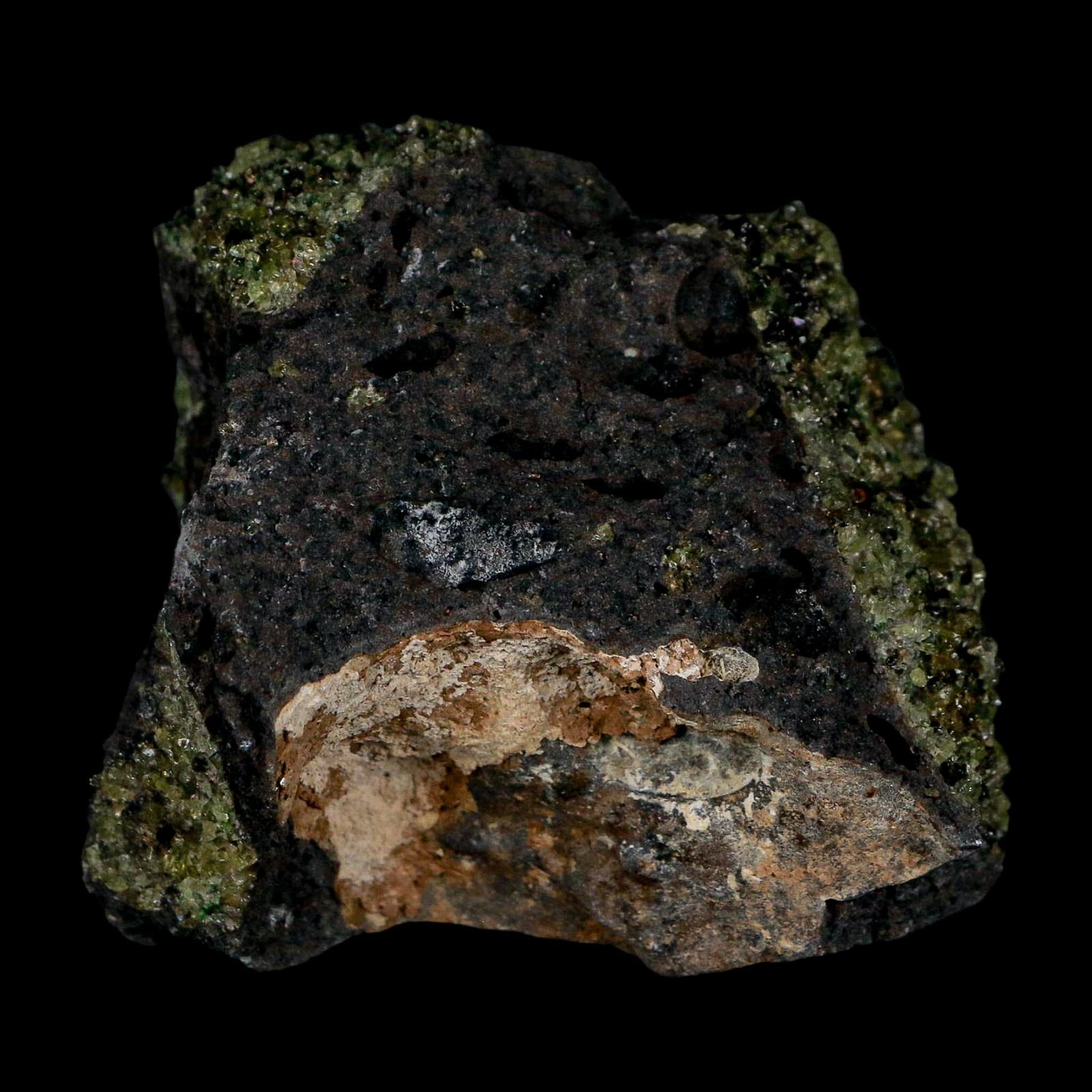 2.5" Emerald Peridot Crystals, Chrome Diopside And Spinel On Volcanic Rock Gila, AZ - Fossil Age Minerals