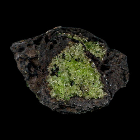 2.9" Emerald Peridot Crystals, Chrome Diopside And Spinel On Volcanic Rock Gila, AZ