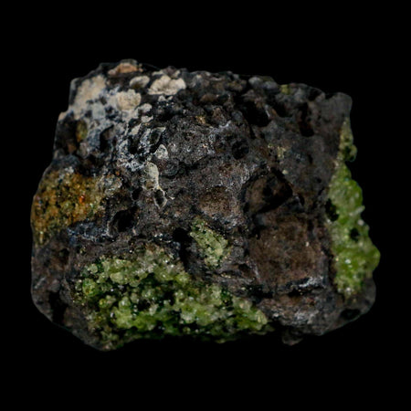 2.9" Emerald Peridot Crystals, Chrome Diopside And Spinel On Volcanic Rock Gila, AZ