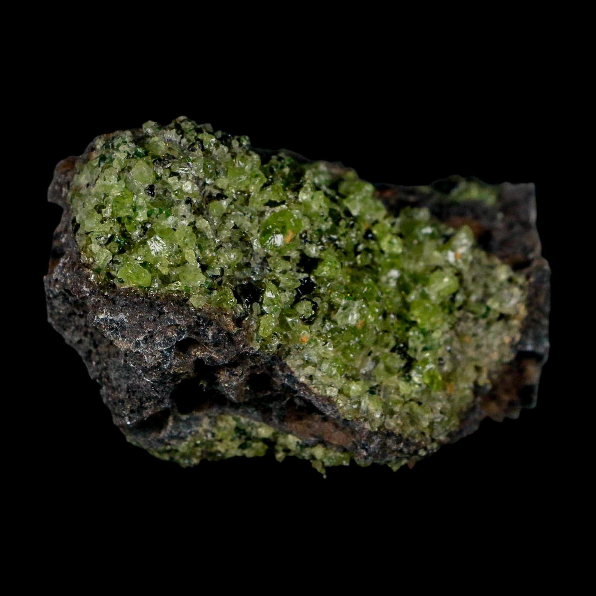 3" Emerald Peridot Crystals, Chrome Diopside And Spinel On Volcanic Rock Gila, AZ - Fossil Age Minerals