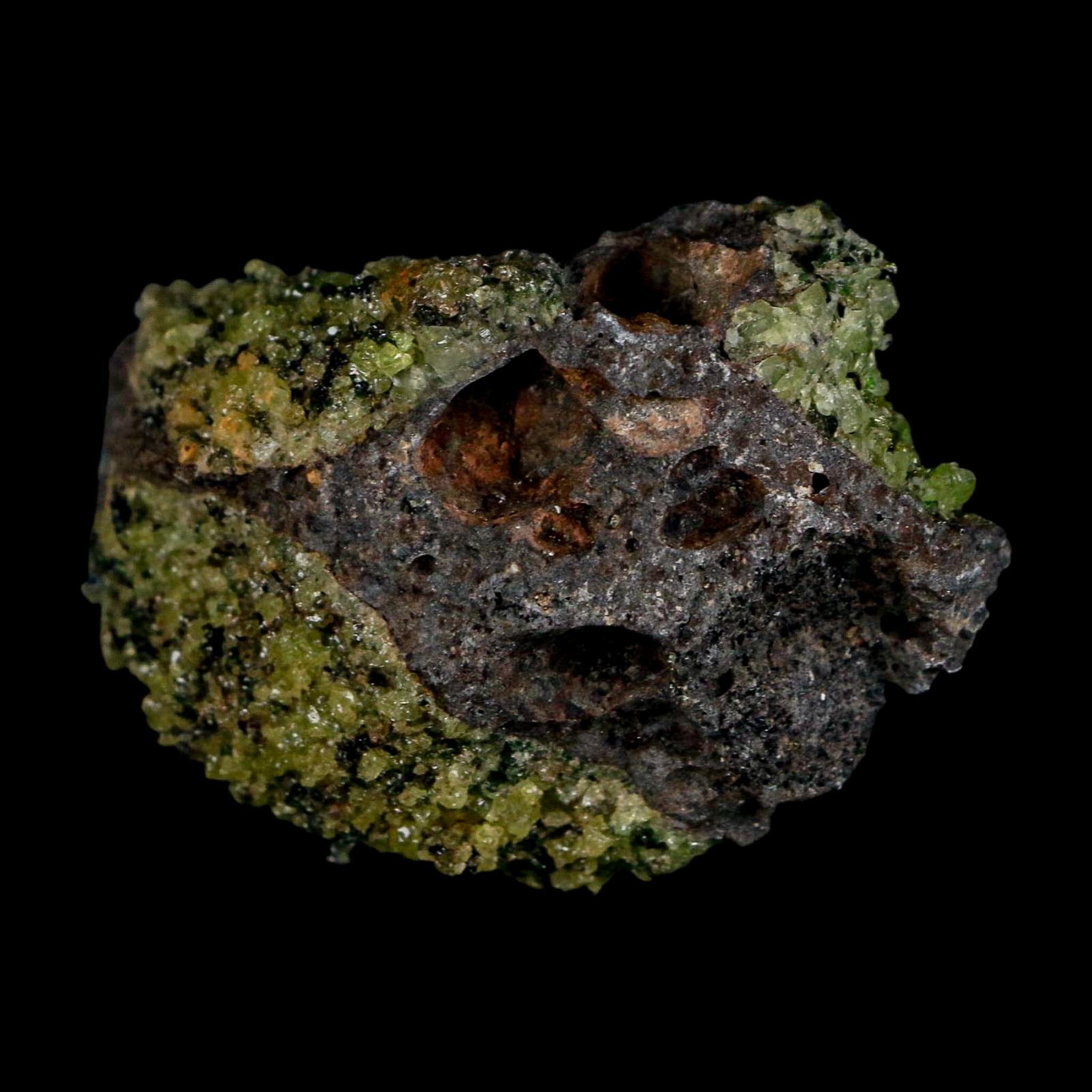 3" Emerald Peridot Crystals, Chrome Diopside And Spinel On Volcanic Rock Gila, AZ - Fossil Age Minerals