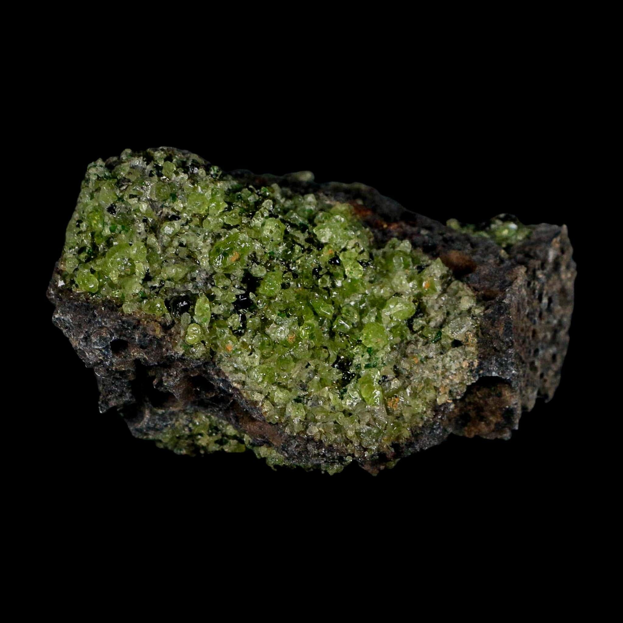 3" Emerald Peridot Crystals, Chrome Diopside And Spinel On Volcanic Rock Gila, AZ - Fossil Age Minerals