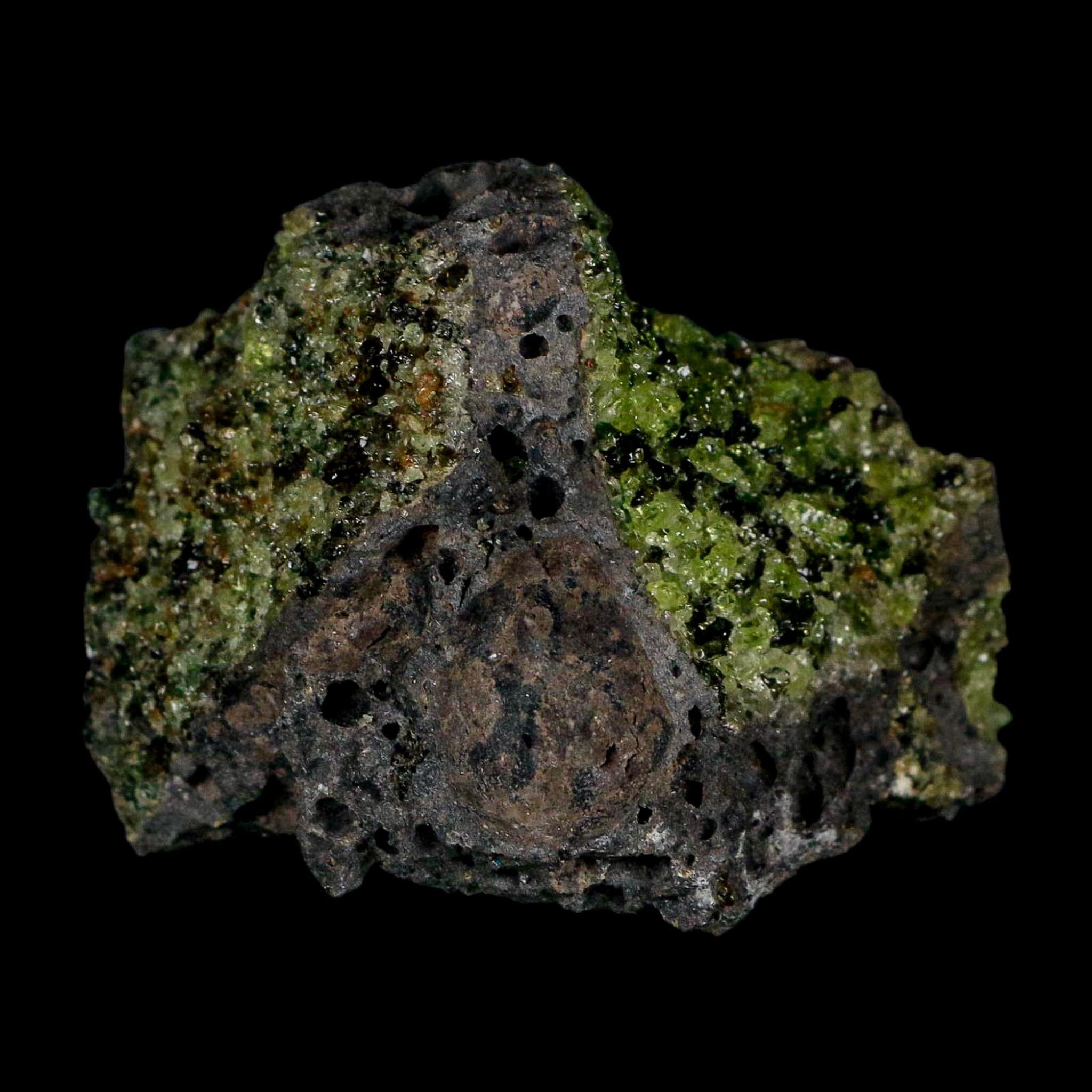 2.4" Emerald Peridot Crystals, Chrome Diopside And Spinel On Volcanic Rock Gila, AZ - Fossil Age Minerals