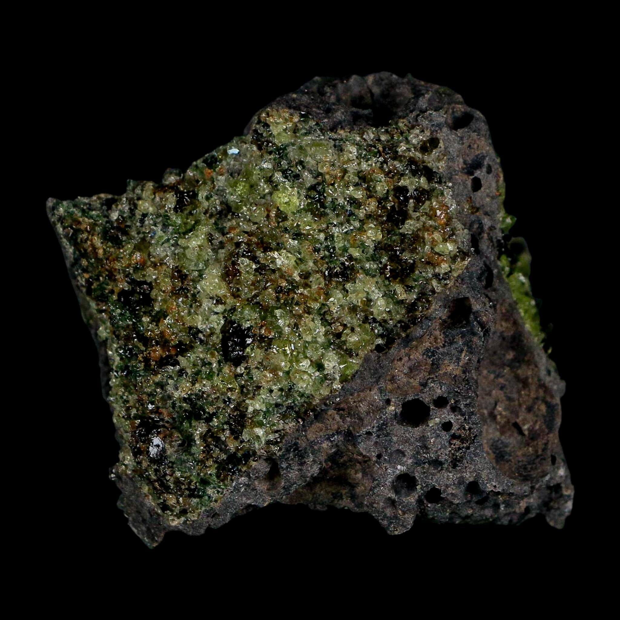 2.4" Emerald Peridot Crystals, Chrome Diopside And Spinel On Volcanic Rock Gila, AZ - Fossil Age Minerals