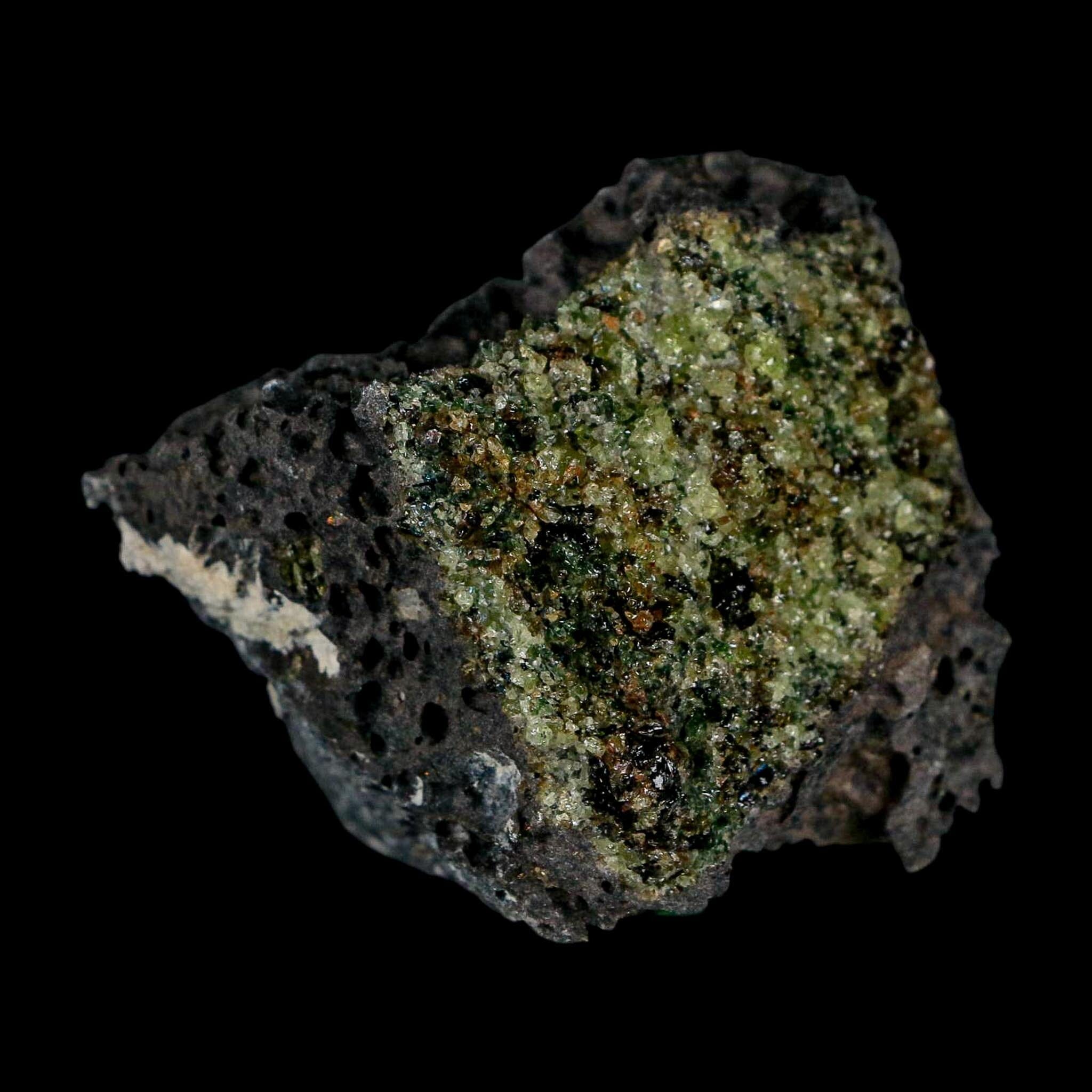 2.4" Emerald Peridot Crystals, Chrome Diopside And Spinel On Volcanic Rock Gila, AZ - Fossil Age Minerals
