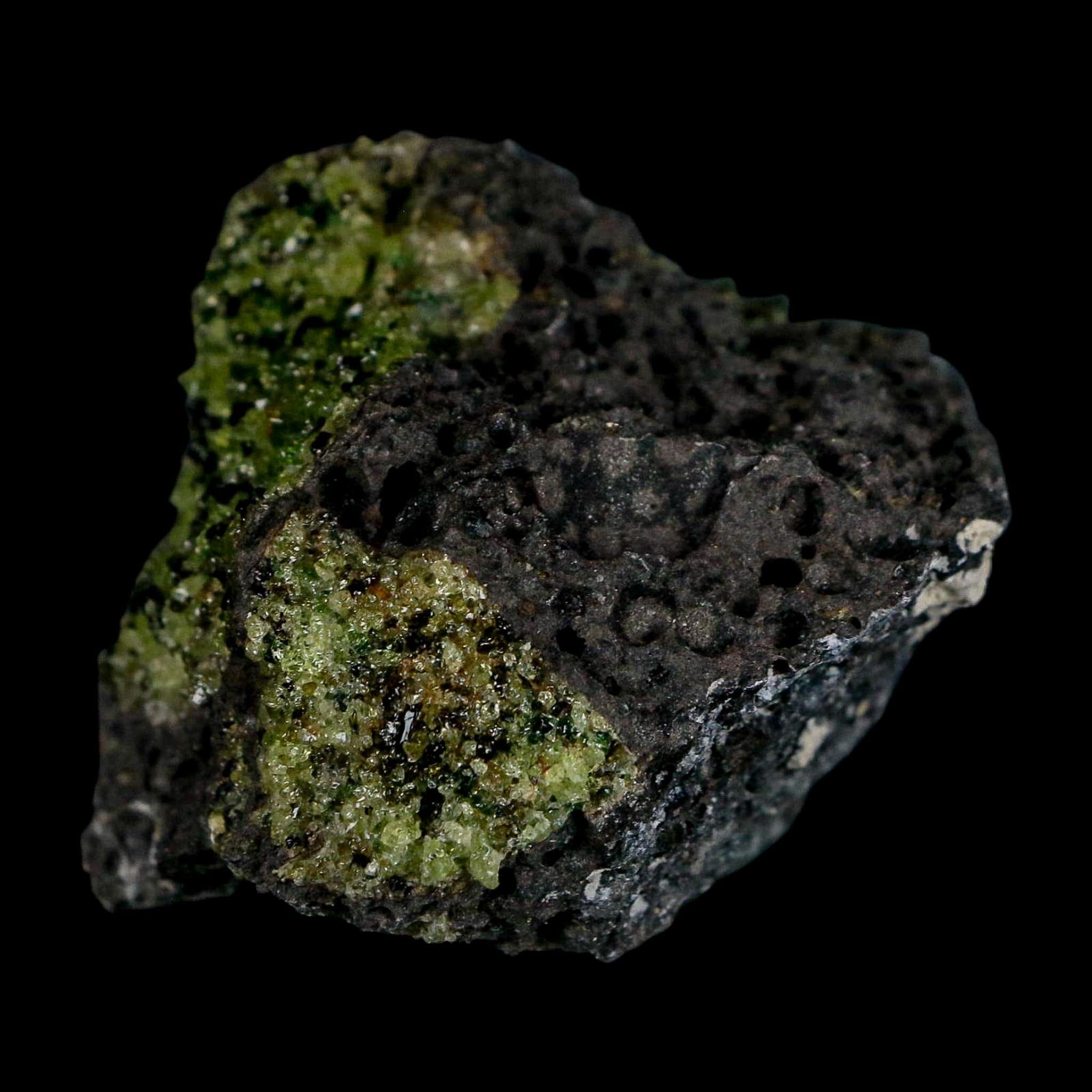 2.4" Emerald Peridot Crystals, Chrome Diopside And Spinel On Volcanic Rock Gila, AZ - Fossil Age Minerals