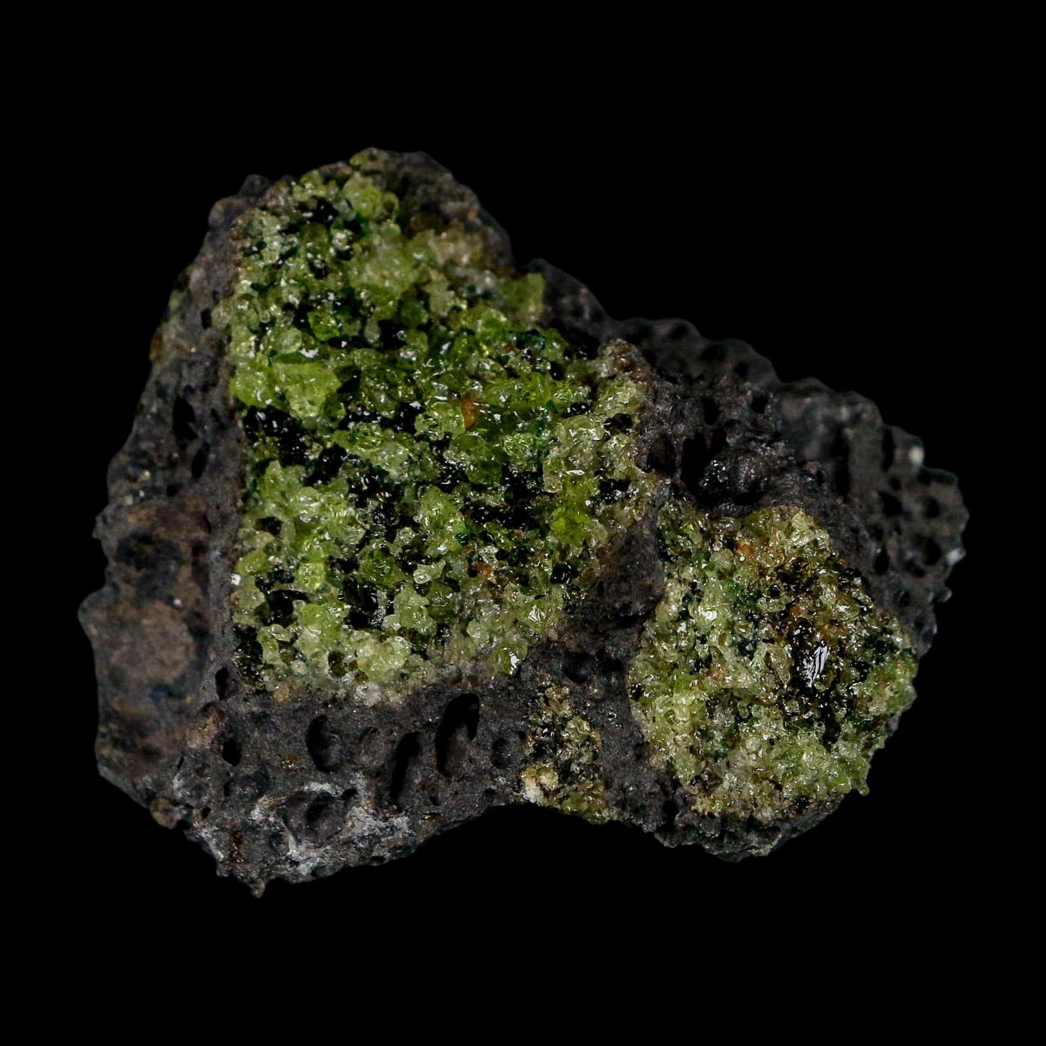 2.4" Emerald Peridot Crystals, Chrome Diopside And Spinel On Volcanic Rock Gila, AZ - Fossil Age Minerals
