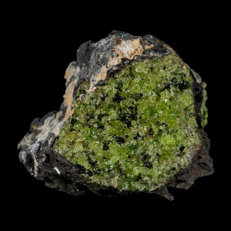 2.4" Emerald Peridot Crystals, Chrome Diopside And Spinel On Volcanic Rock Gila, AZ