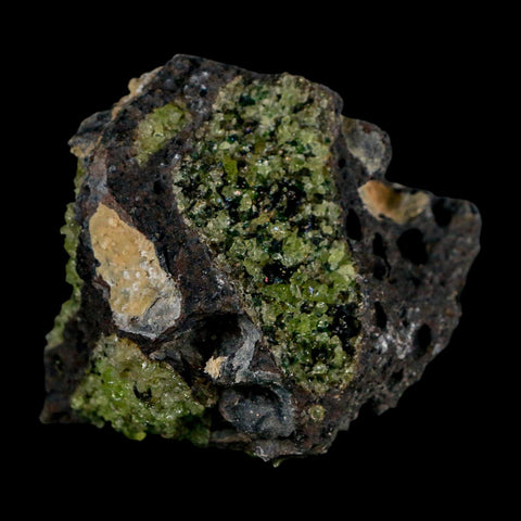 2.4" Emerald Peridot Crystals, Chrome Diopside And Spinel On Volcanic Rock Gila, AZ - Fossil Age Minerals