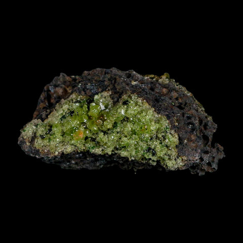 3" Emerald Peridot Crystals, Chrome Diopside And Spinel On Volcanic Rock Gila, AZ - Fossil Age Minerals