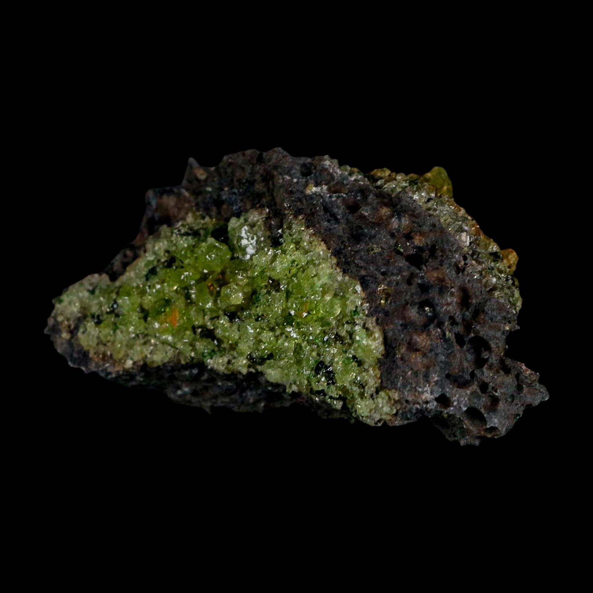 3" Emerald Peridot Crystals, Chrome Diopside And Spinel On Volcanic Rock Gila, AZ - Fossil Age Minerals