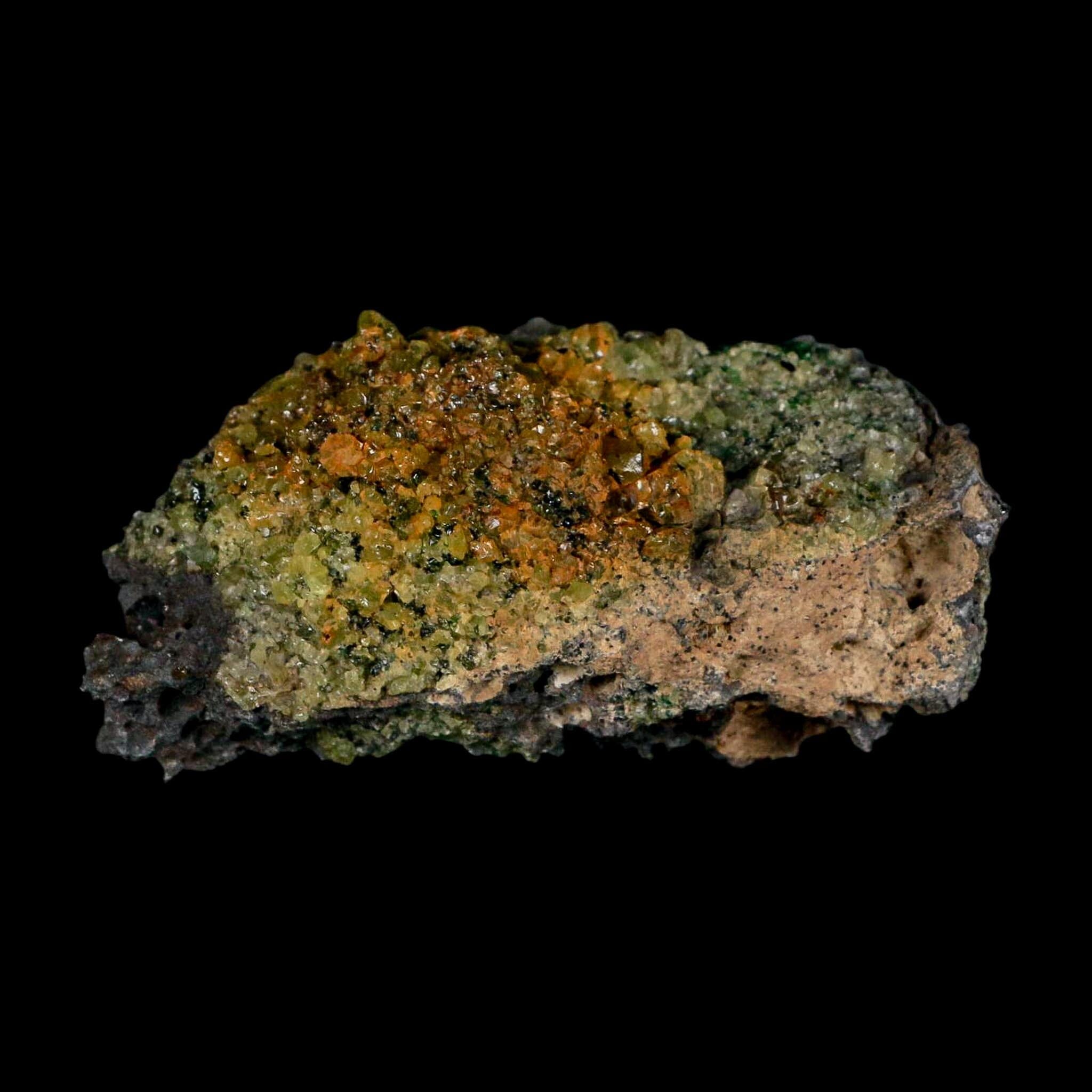 3" Emerald Peridot Crystals, Chrome Diopside And Spinel On Volcanic Rock Gila, AZ - Fossil Age Minerals