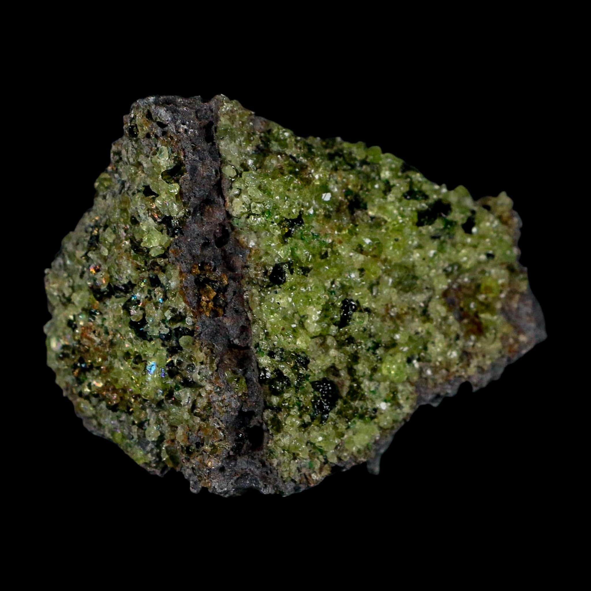 3" Emerald Peridot Crystals, Chrome Diopside And Spinel On Volcanic Rock Gila, AZ - Fossil Age Minerals