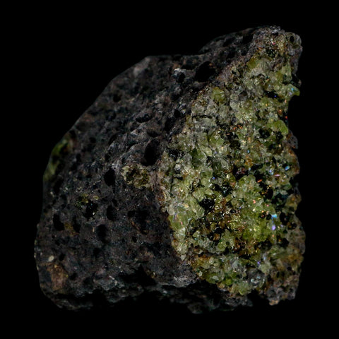 3" Emerald Peridot Crystals, Chrome Diopside And Spinel On Volcanic Rock Gila, AZ - Fossil Age Minerals