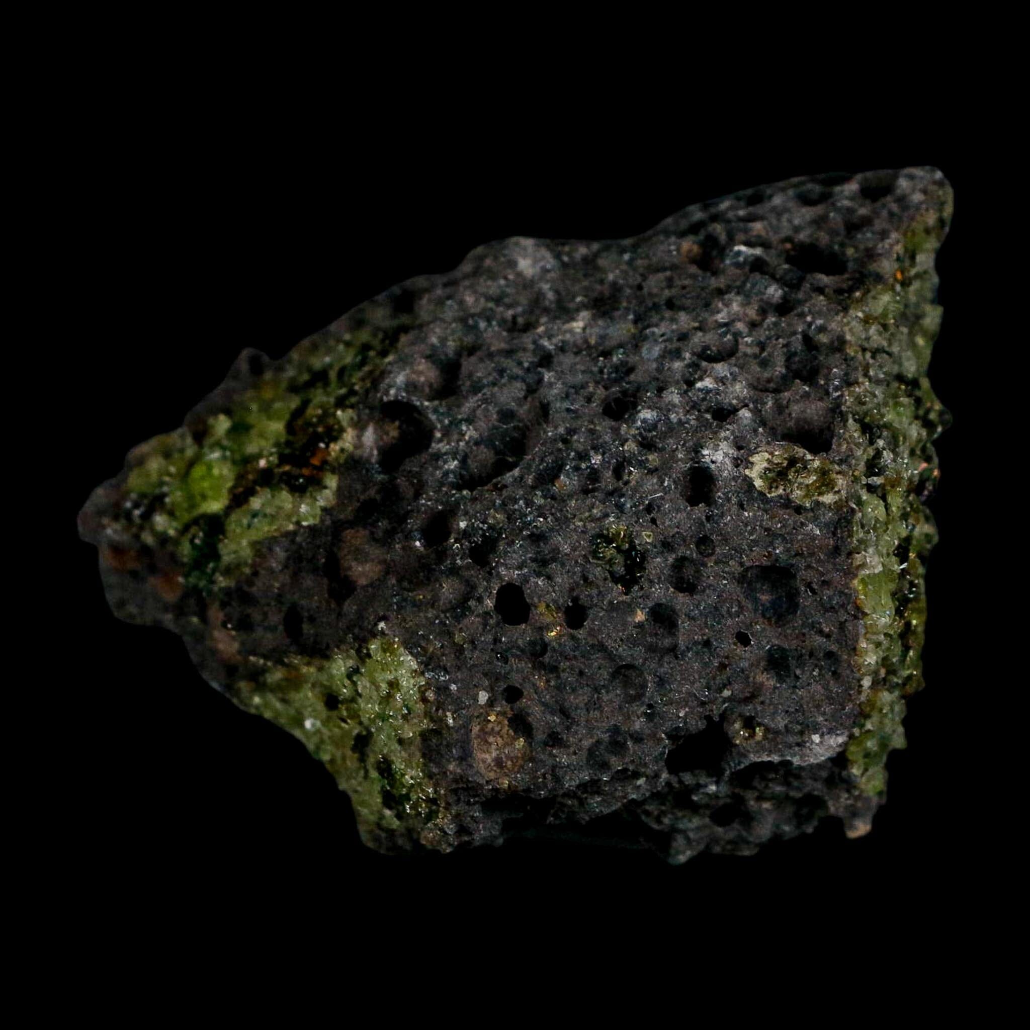3" Emerald Peridot Crystals, Chrome Diopside And Spinel On Volcanic Rock Gila, AZ - Fossil Age Minerals
