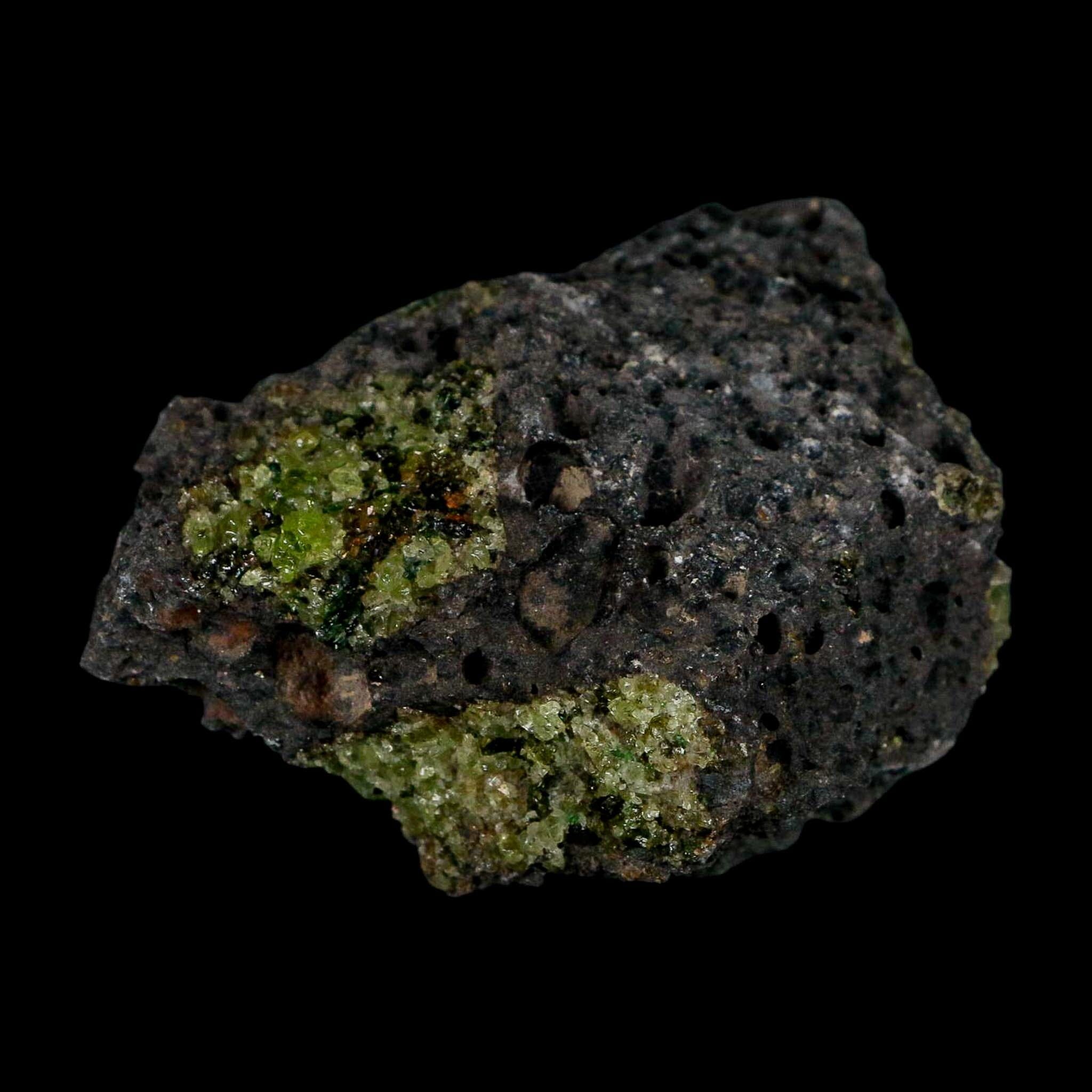 3" Emerald Peridot Crystals, Chrome Diopside And Spinel On Volcanic Rock Gila, AZ - Fossil Age Minerals