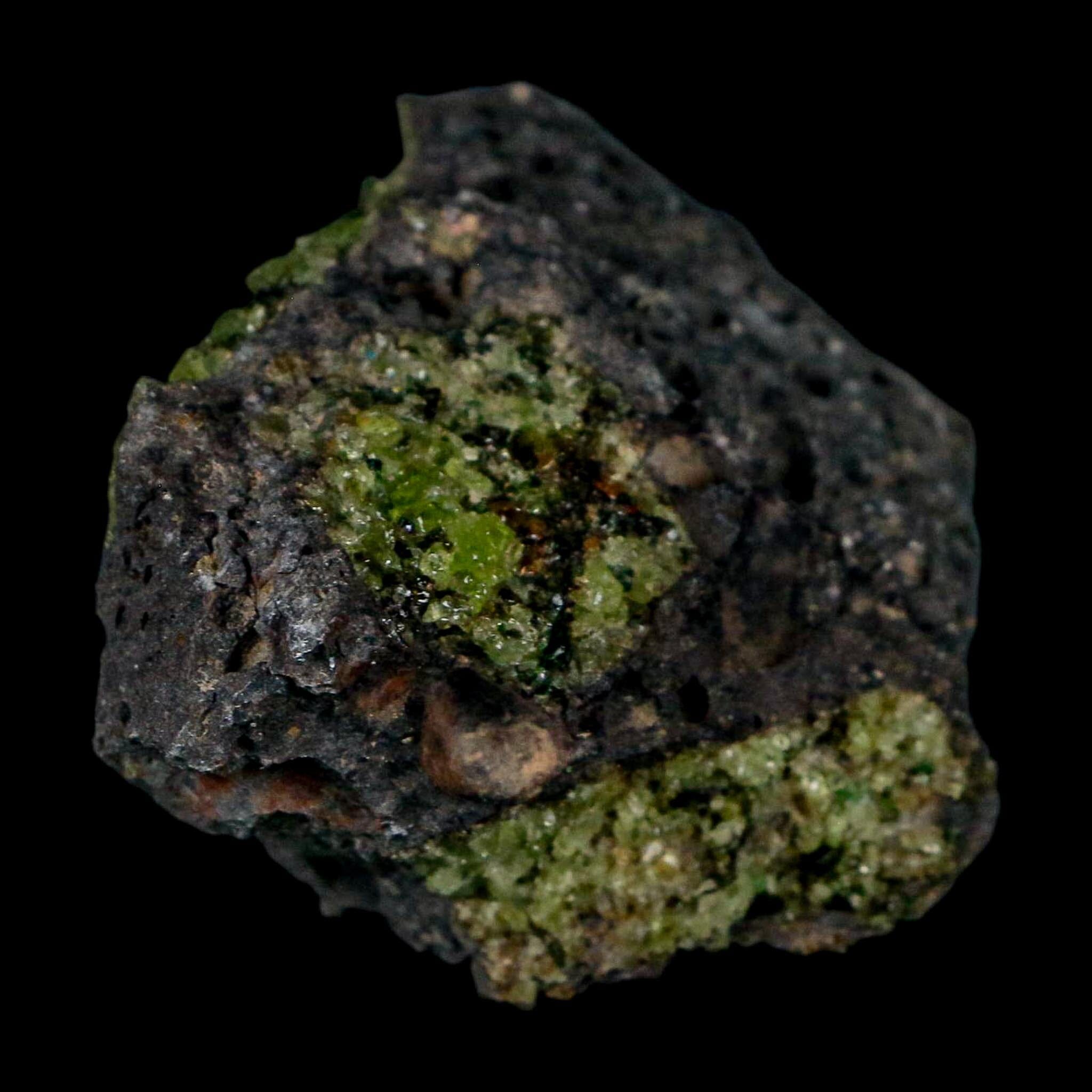 3" Emerald Peridot Crystals, Chrome Diopside And Spinel On Volcanic Rock Gila, AZ - Fossil Age Minerals