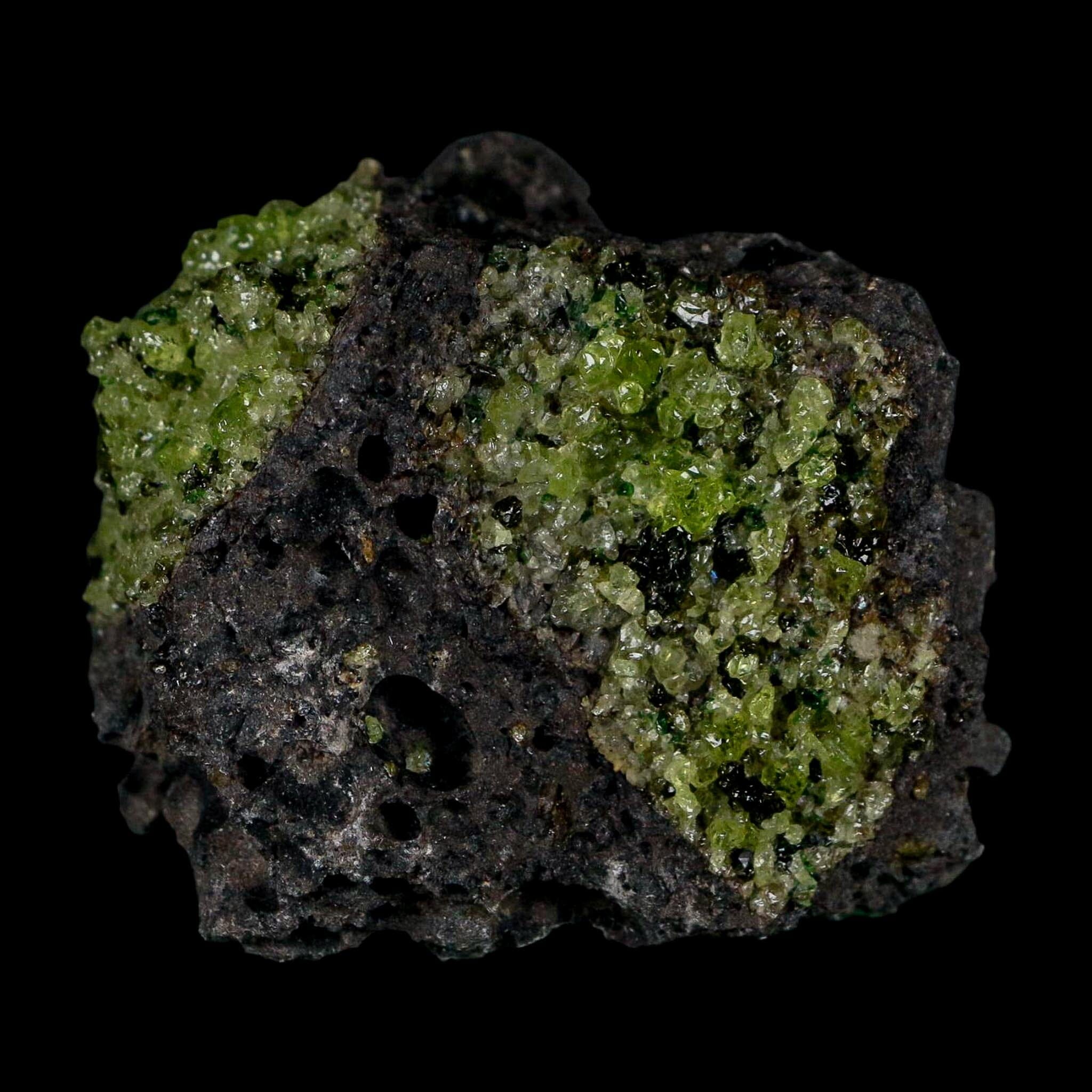 2.1" Emerald Peridot Crystals, Chrome Diopside And Spinel On Volcanic Rock Gila, AZ - Fossil Age Minerals