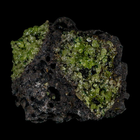 2.1" Emerald Peridot Crystals, Chrome Diopside And Spinel On Volcanic Rock Gila, AZ