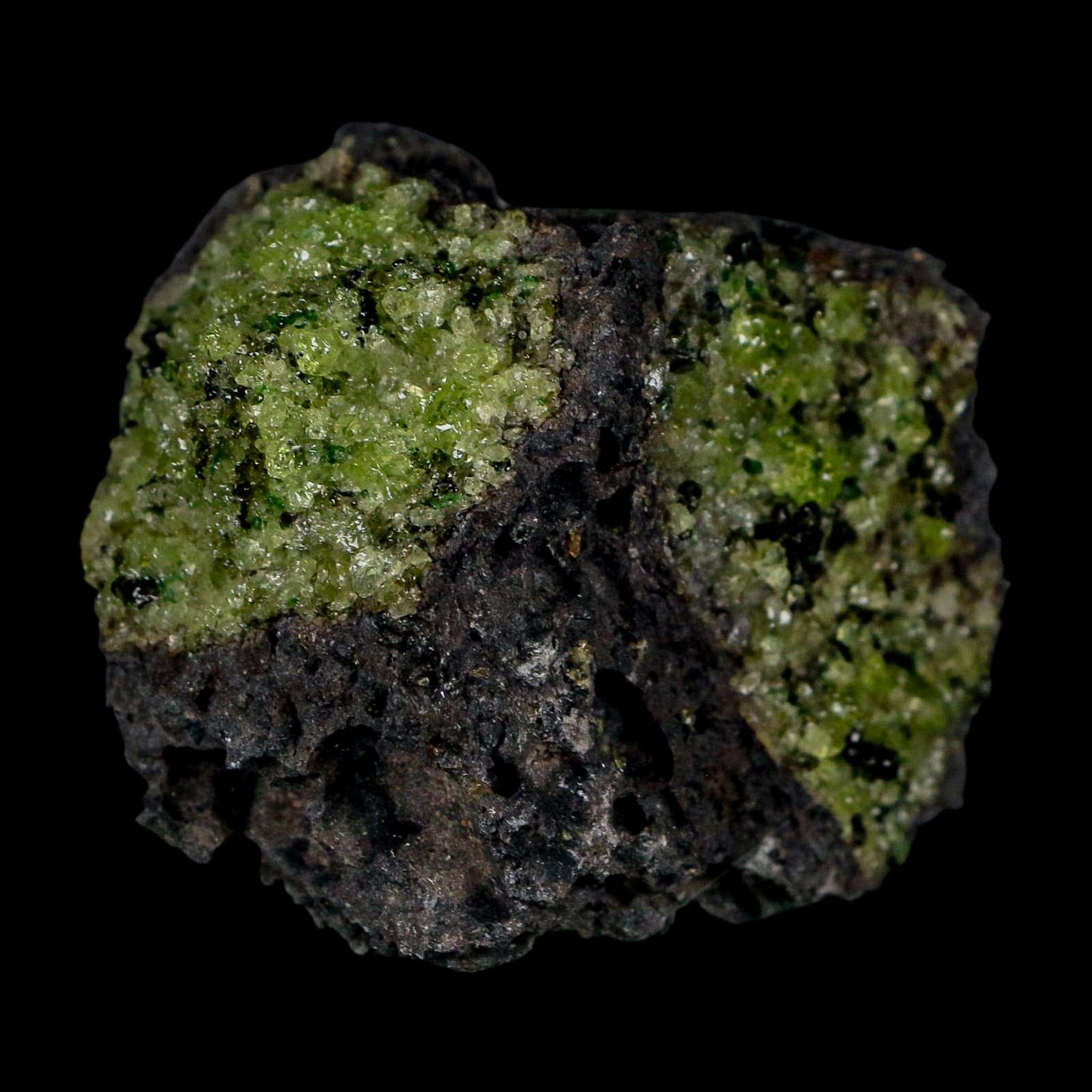 2.1" Emerald Peridot Crystals, Chrome Diopside And Spinel On Volcanic Rock Gila, AZ - Fossil Age Minerals