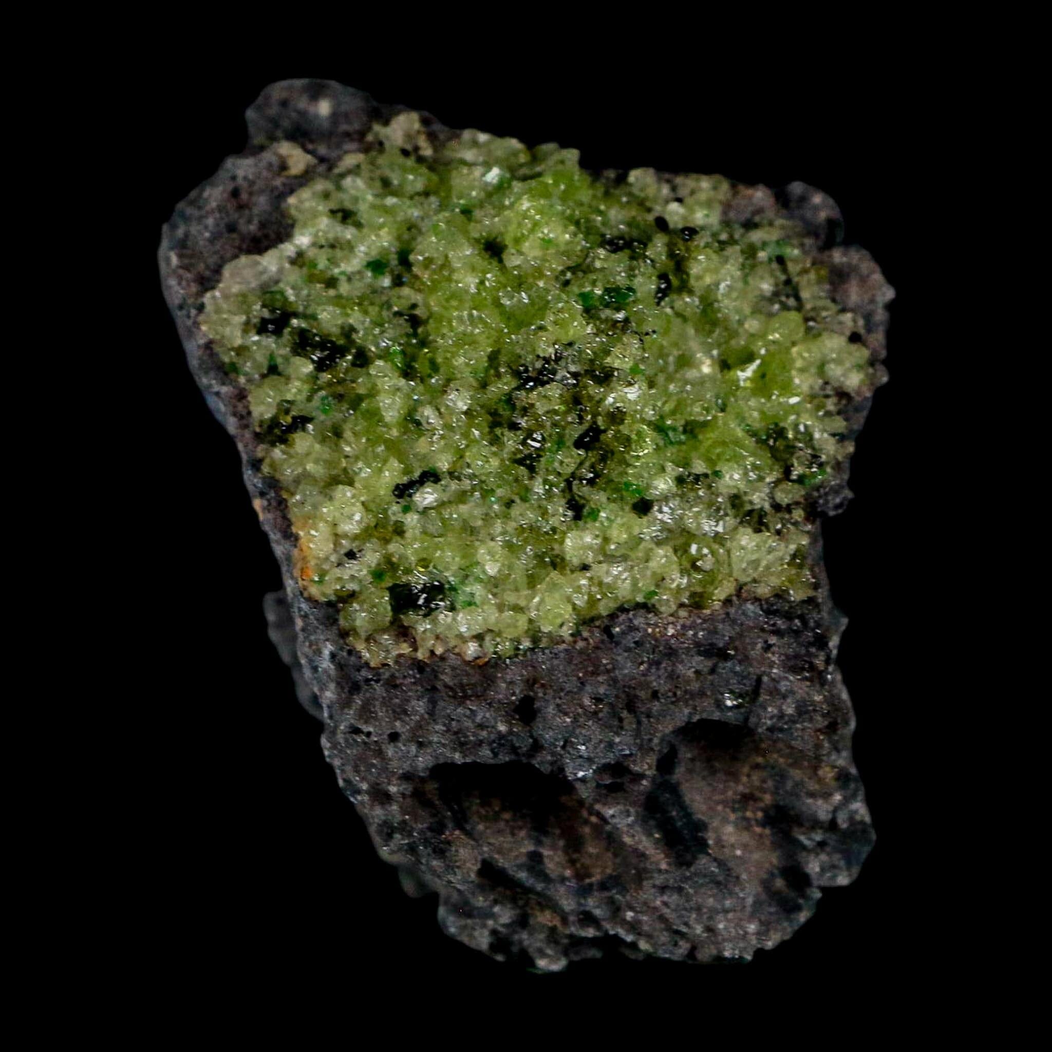 2.1" Emerald Peridot Crystals, Chrome Diopside And Spinel On Volcanic Rock Gila, AZ - Fossil Age Minerals