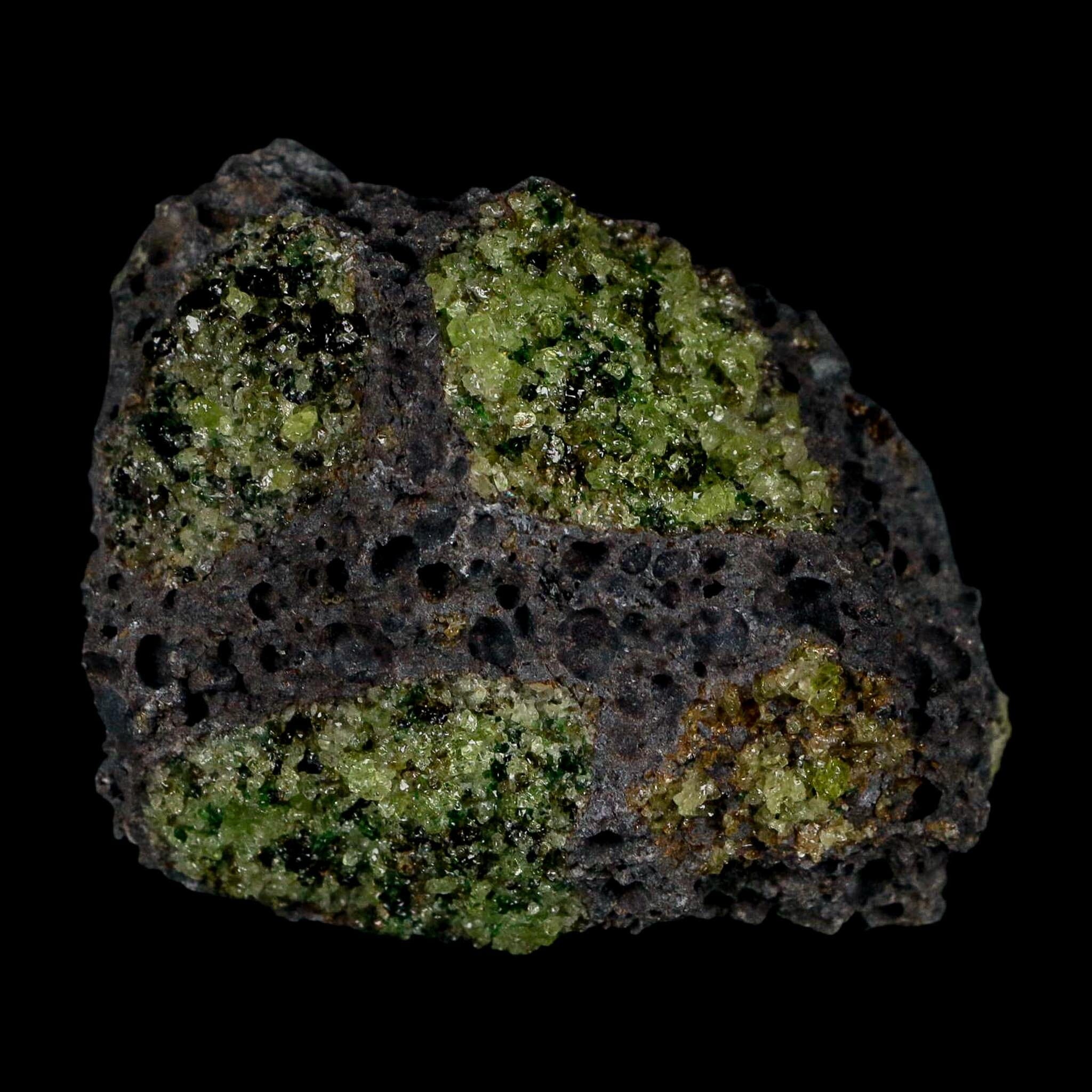 2.7" Emerald Peridot Crystals, Chrome Diopside And Spinel On Volcanic Rock Gila, AZ - Fossil Age Minerals