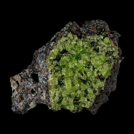 2.5" Emerald Peridot Crystals, Chrome Diopside And Spinel On Volcanic Rock Gila, AZ