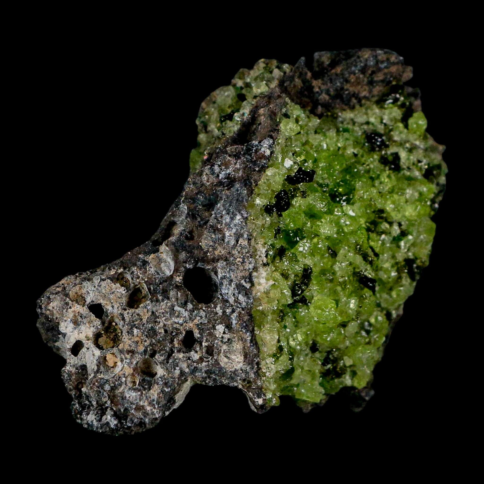 2.5" Emerald Peridot Crystals, Chrome Diopside And Spinel On Volcanic Rock Gila, AZ - Fossil Age Minerals