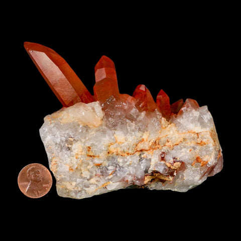 3.4" Natural Red Ferruginous Quartz Crystal Cluster Mineral Specimen Meknes Morocco - Fossil Age Minerals