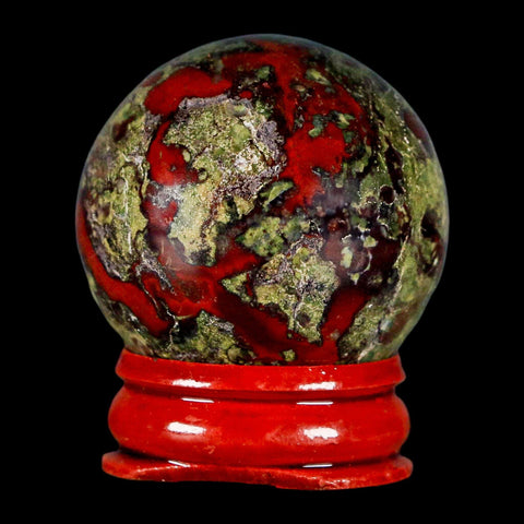 36MM Polished Natural Dragon Blood Jasper Sphere, Ball, Orb Australia Stand - Fossil Age Minerals