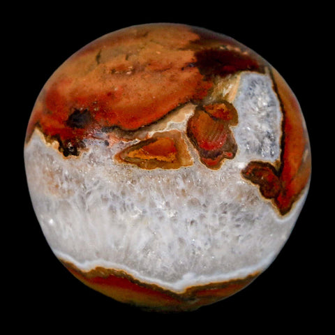 38MM Polished Carnelian And Crystal Chalcedony Sphere Mineral Brazil Stand - Fossil Age Minerals