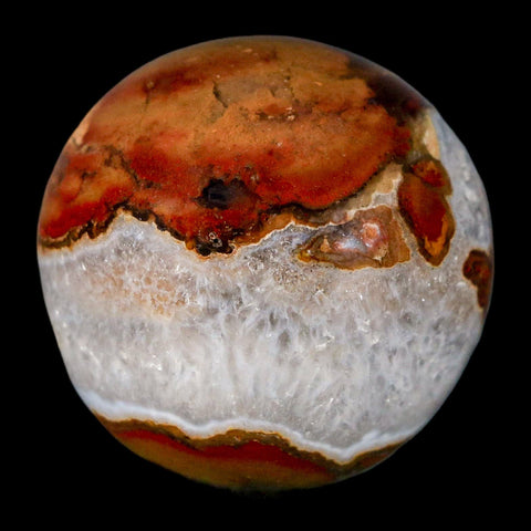 38MM Polished Carnelian And Crystal Chalcedony Sphere Mineral Brazil Stand - Fossil Age Minerals