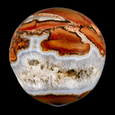 38MM Polished Carnelian And Crystal Chalcedony Sphere Mineral Brazil Stand - Fossil Age Minerals