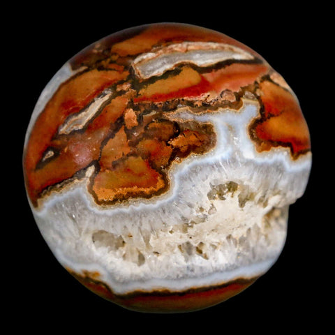 38MM Polished Carnelian And Crystal Chalcedony Sphere Mineral Brazil Stand - Fossil Age Minerals