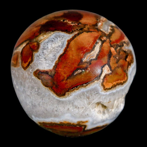 38MM Polished Carnelian And Crystal Chalcedony Sphere Mineral Brazil Stand - Fossil Age Minerals