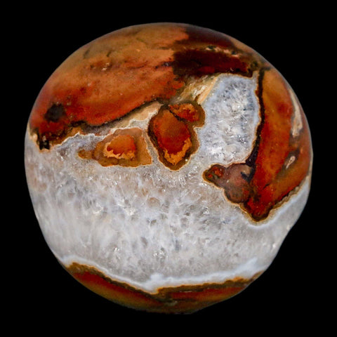 38MM Polished Carnelian And Crystal Chalcedony Sphere Mineral Brazil Stand - Fossil Age Minerals