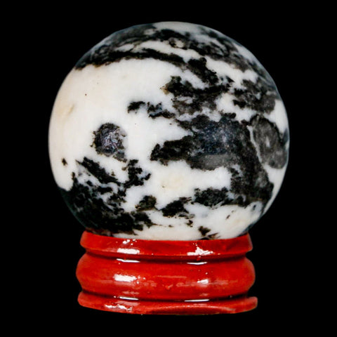 39MM Polished Black Tourmaline And Crystal Quartz Sphere Mineral Brazil Stand - Fossil Age Minerals