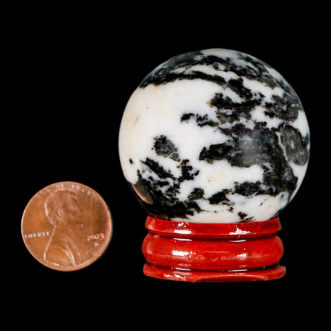 39MM Polished Black Tourmaline And Crystal Quartz Sphere Mineral Brazil Stand - Fossil Age Minerals