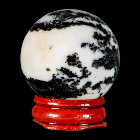 39MM Polished Black Tourmaline And Crystal Quartz Sphere Mineral Brazil Stand - Fossil Age Minerals