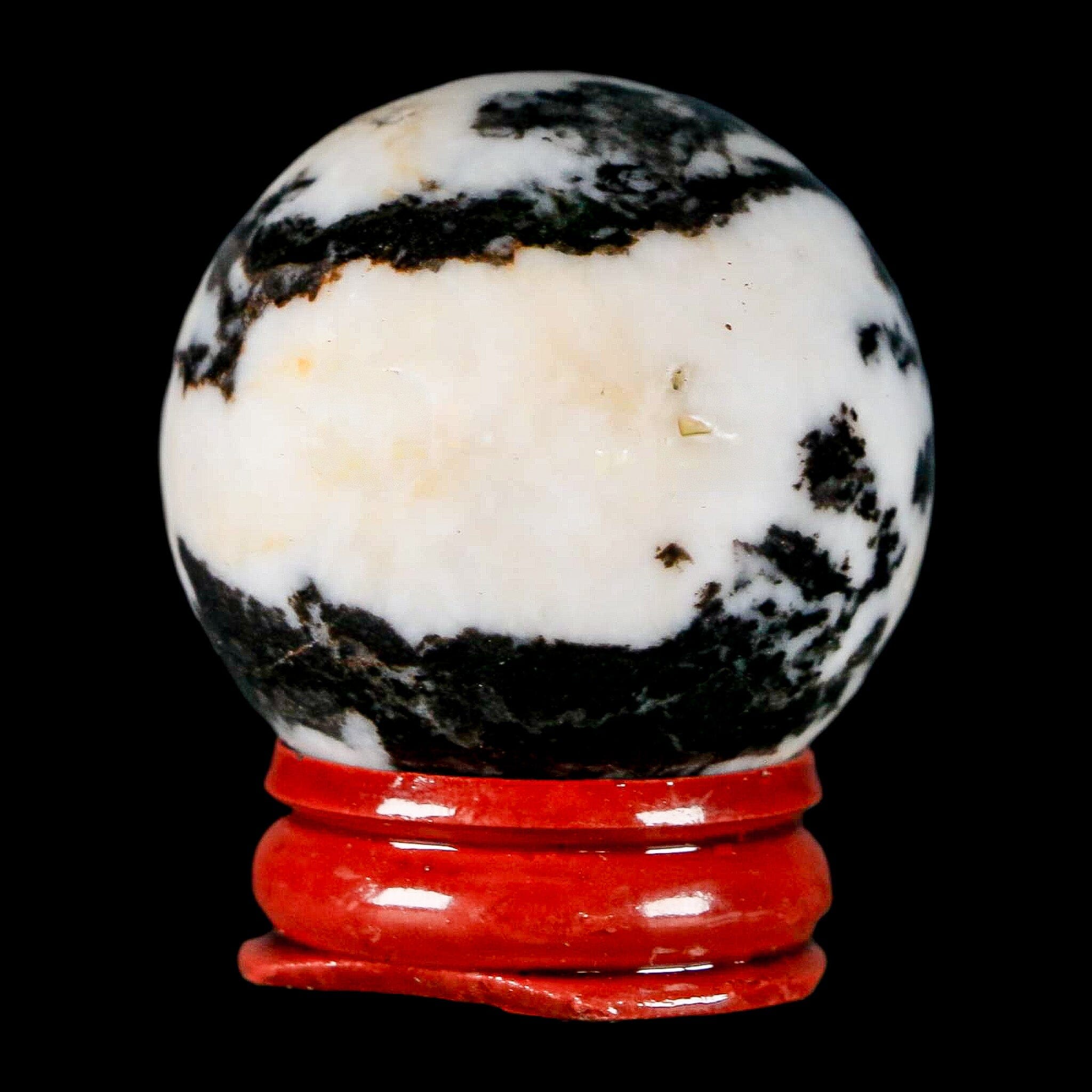39MM Polished Black Tourmaline And Crystal Quartz Sphere Mineral Brazil Stand - Fossil Age Minerals