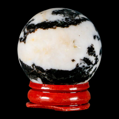 39MM Polished Black Tourmaline And Crystal Quartz Sphere Mineral Brazil Stand - Fossil Age Minerals