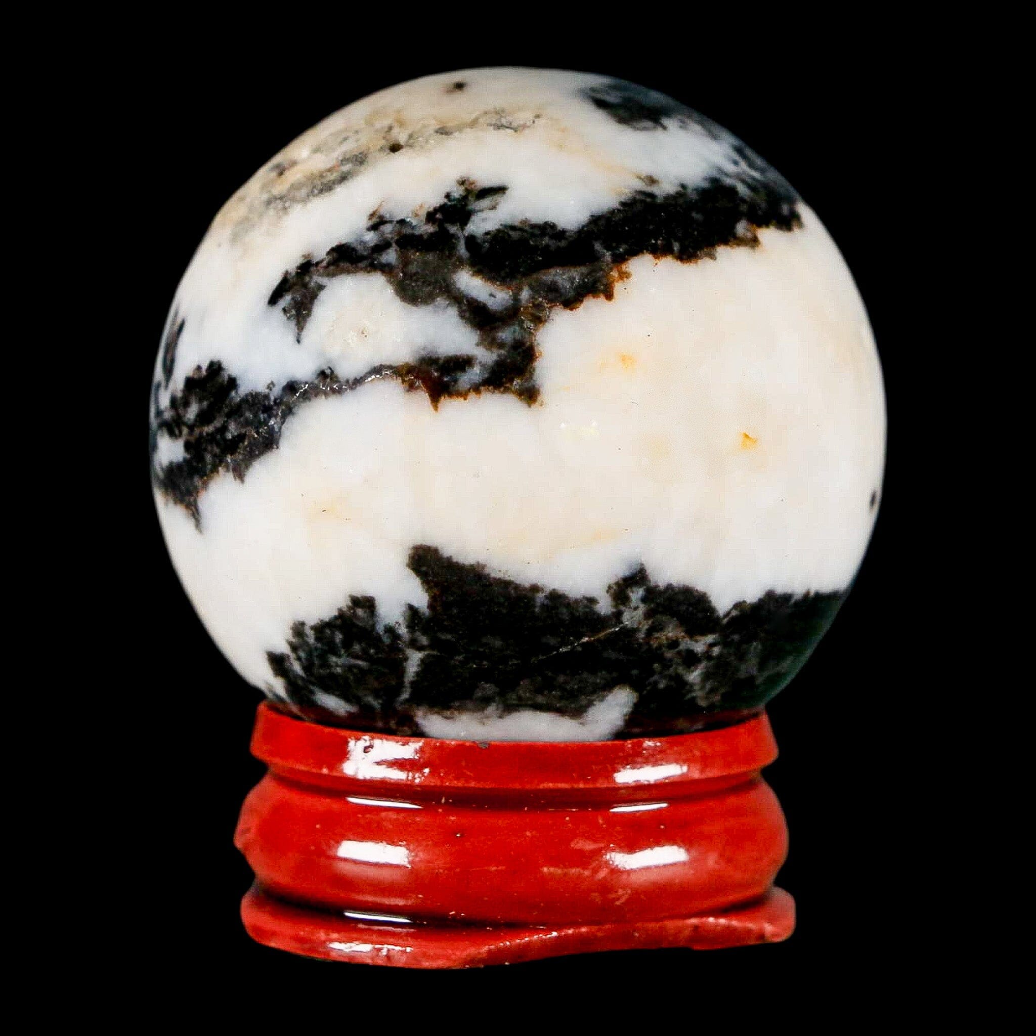 39MM Polished Black Tourmaline And Crystal Quartz Sphere Mineral Brazil Stand - Fossil Age Minerals