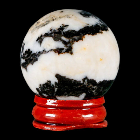 39MM Polished Black Tourmaline And Crystal Quartz Sphere Mineral Brazil Stand - Fossil Age Minerals
