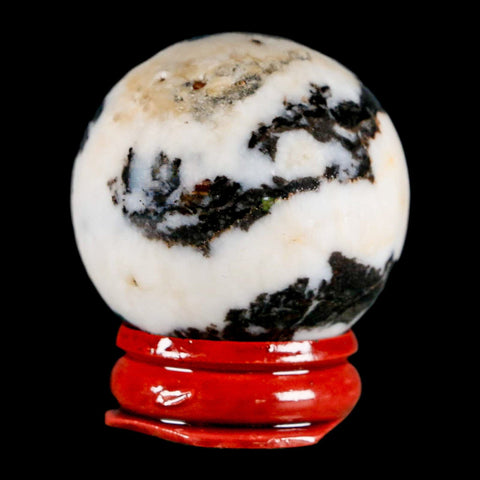 39MM Polished Black Tourmaline And Crystal Quartz Sphere Mineral Brazil Stand - Fossil Age Minerals