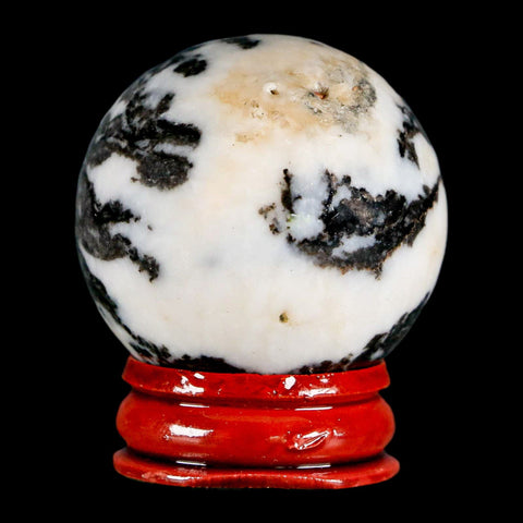 39MM Polished Black Tourmaline And Crystal Quartz Sphere Mineral Brazil Stand - Fossil Age Minerals