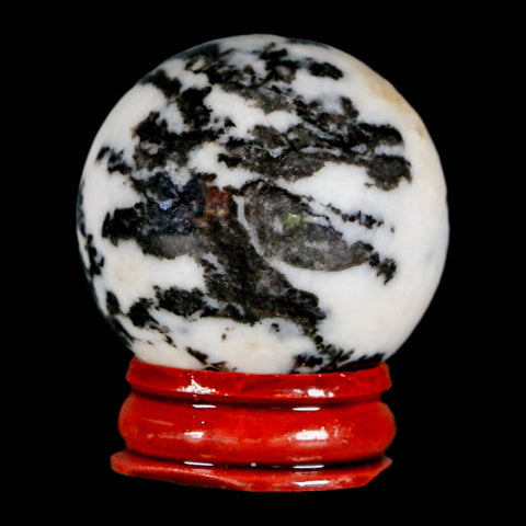 39MM Polished Black Tourmaline And Crystal Quartz Sphere Mineral Brazil Stand - Fossil Age Minerals