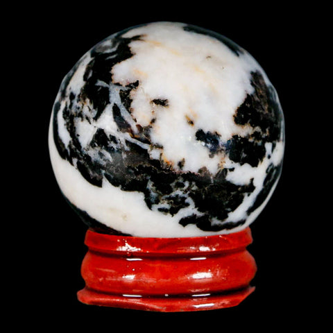 39MM Polished Black Tourmaline And Crystal Quartz Sphere Mineral Brazil Stand - Fossil Age Minerals