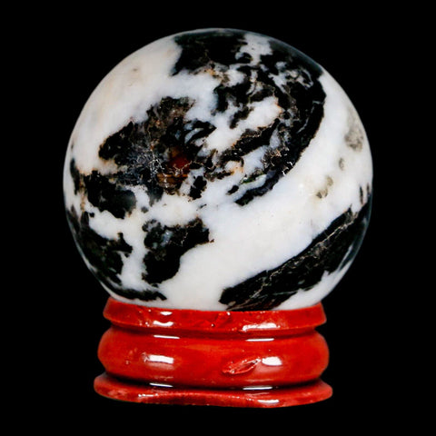 39MM Polished Black Tourmaline And Crystal Quartz Sphere Mineral Brazil Stand - Fossil Age Minerals